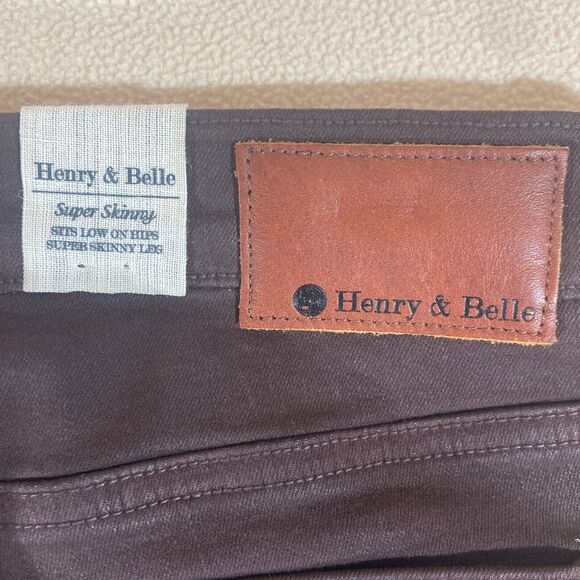 Henry & Belle Coated Jeans Women 31x 32 Brown Skinny Festival Concert Night Out - Picture 11 of 12